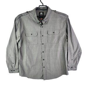 Mens Gray Ecko Unltd Shirt Long Sleeve Button Up Double Front Pockets Size 2XL